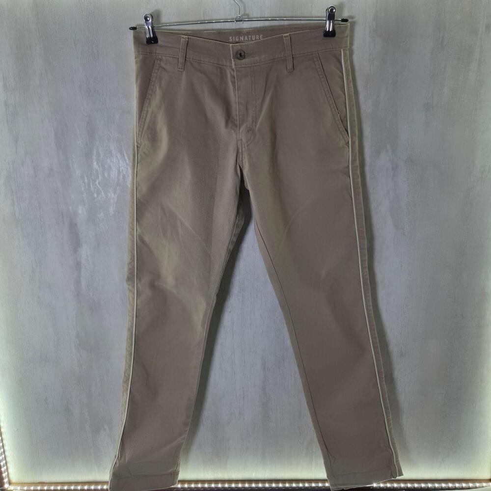 Signature By Levi Strauss Pants Mens 30x32 Beige Slim Stretch Chino Casual